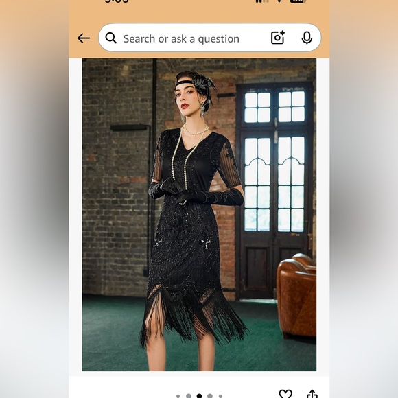 1920s Gatsby Sequin Fringed Flapper Dress + Accessories Set – 3XL – Black – NWT - Picture 8 of 10